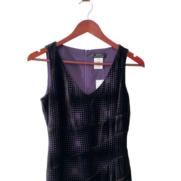 BCBGMAXAZRIA Sleeveless Sheath Dress Deep Purple Velvet 2 - Picture 2 of 6